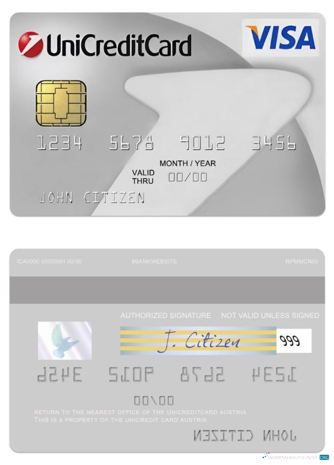 Download Austria UniCredit visa Classic card Photoshop template